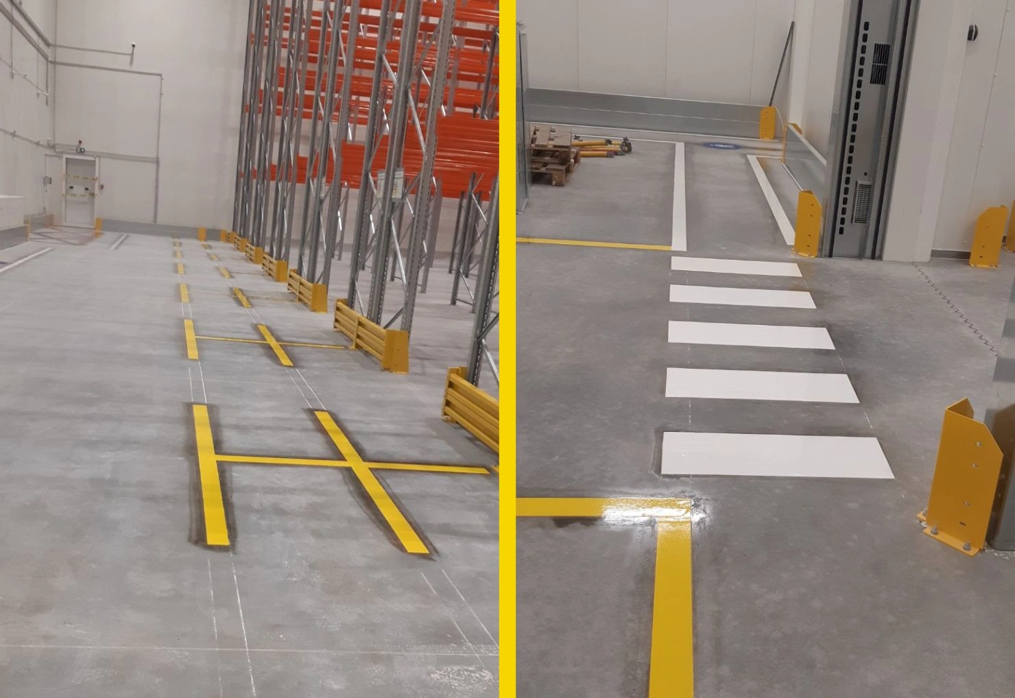 Horizontalus naujo sandėlio ženklinimas ir papildomos apsaugos sprendimų įdiegimas